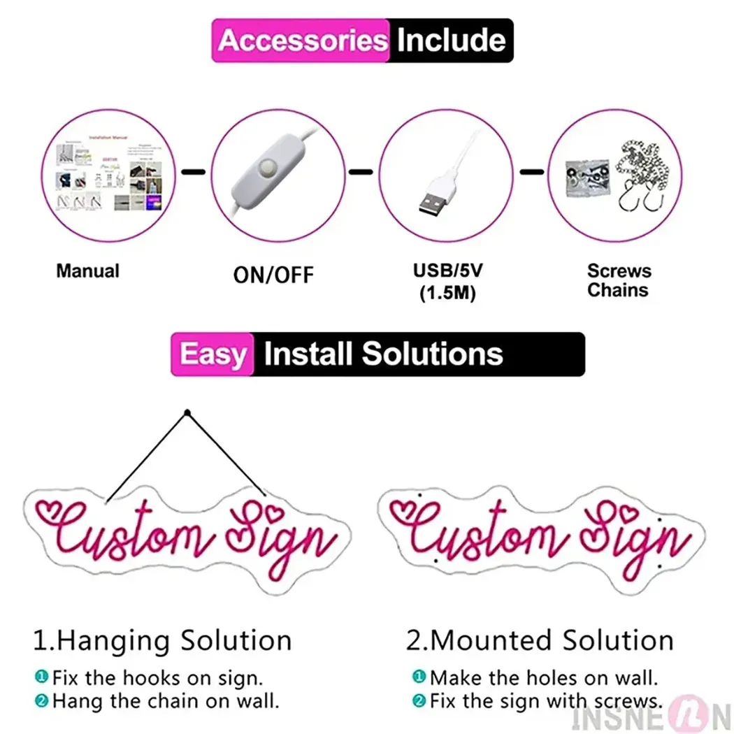Enseigne néon LED personnalisée, décor de chambre