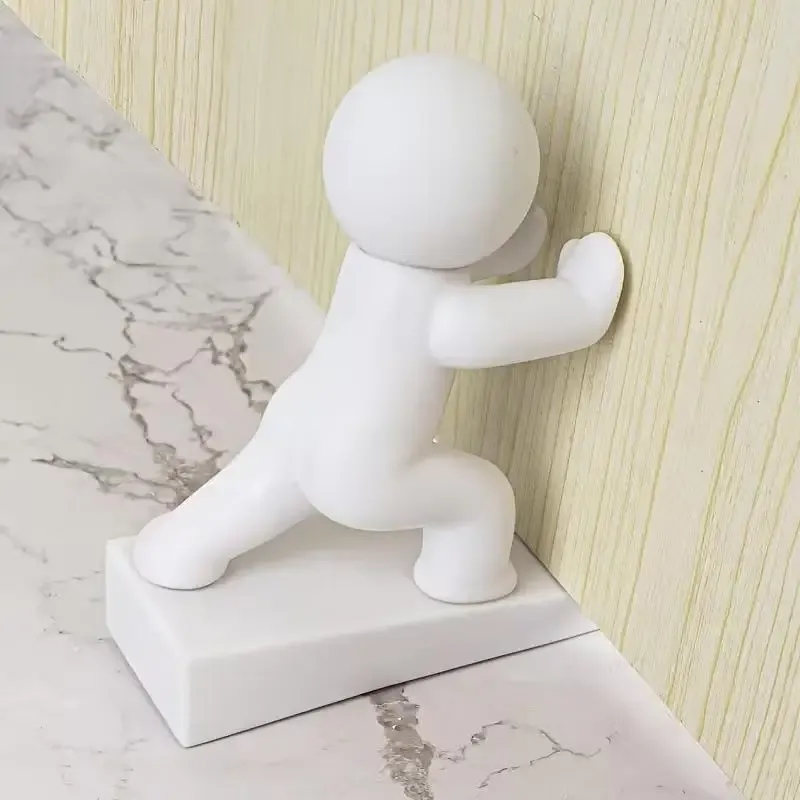 Butée de porte humanoïde blanche, vue rapprochée