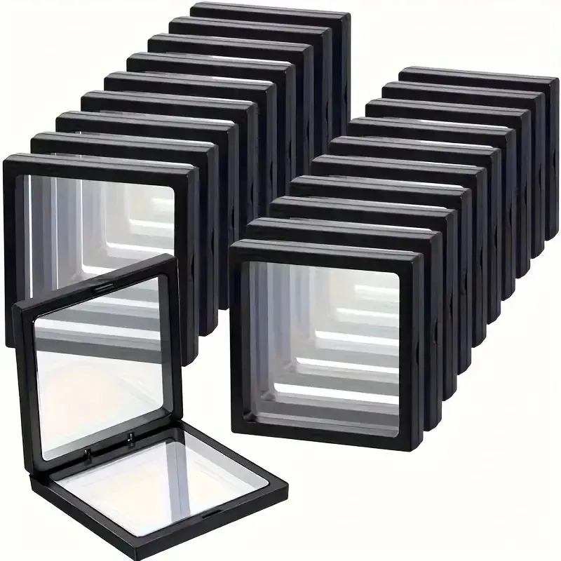 Présentoirs flottants Clearview 3D en acrylique transparent, boîte de rangement pour bijoux anti-poussière, organisateur suspendu, lot de 20 pièces - Image 1