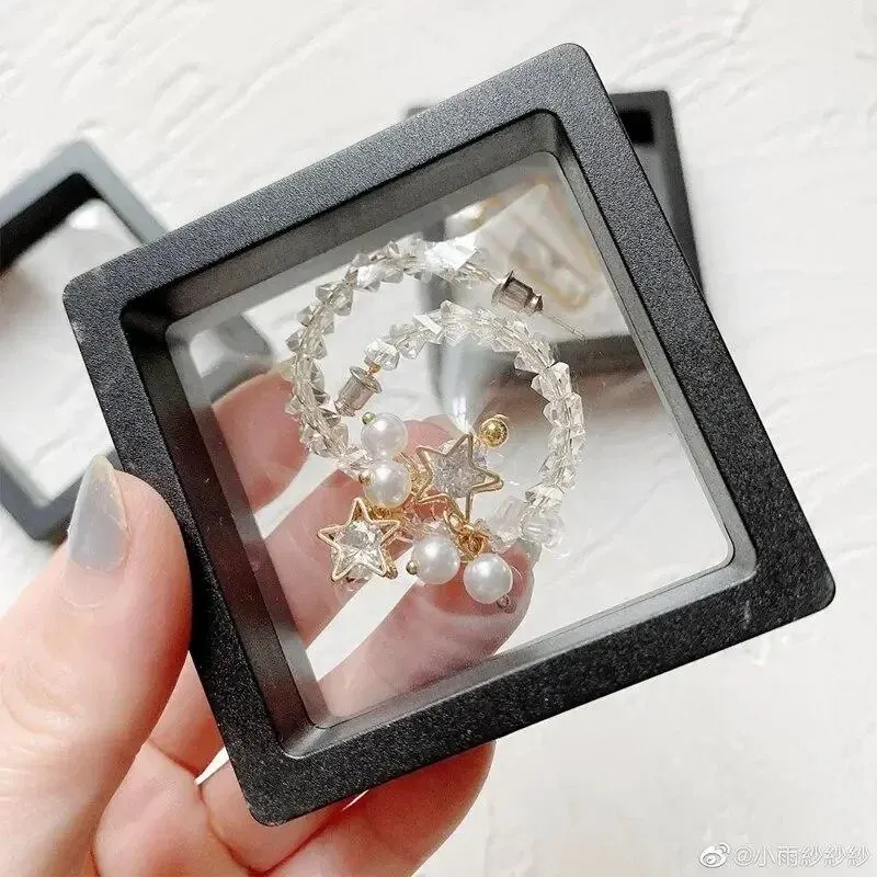 Présentoirs flottants Clearview 3D en acrylique transparent, boîte de rangement pour bijoux anti-poussière, organisateur suspendu, lot de 20 pièces 3