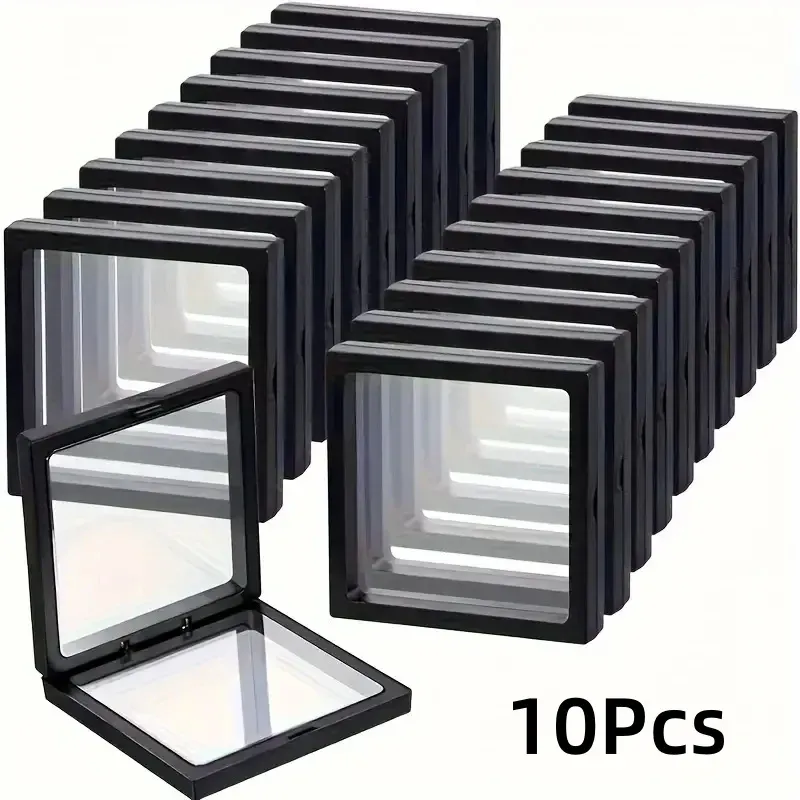 Présentoirs flottants Clearview 3D en acrylique transparent, boîte de rangement pour bijoux anti-poussière, organisateur suspendu, lot de 20 pièces 7