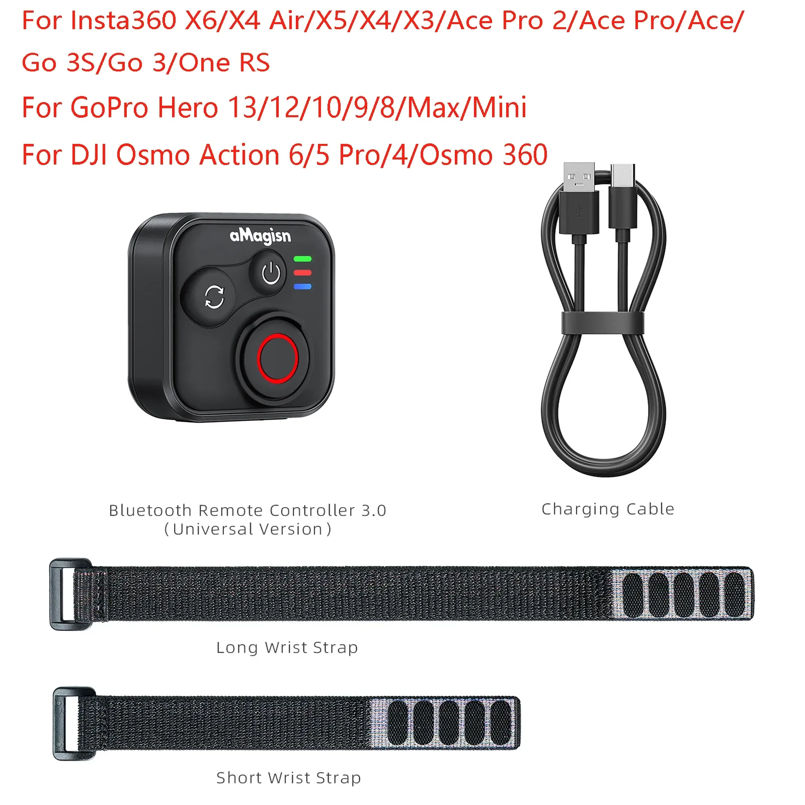 Télécommande Bluetooth sans fil pour Insta360 X6/X5/X4/Ace Pro 2 et GoPro Hero 13/12, avec dragonne – Accessoires pour caméra sport 7