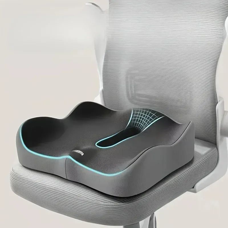 Coussin d'assise en mousse à mémoire de forme - Support ergonomique 3D | Coussin lombaire en polyester lavable, vert clair, gris et noir