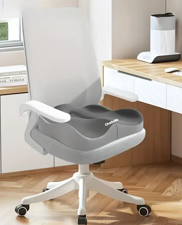 Coussin d'assise en mousse à mémoire de forme - Support ergonomique 3D | Coussin lombaire en polyester lavable, vert clair, gris et noir 9