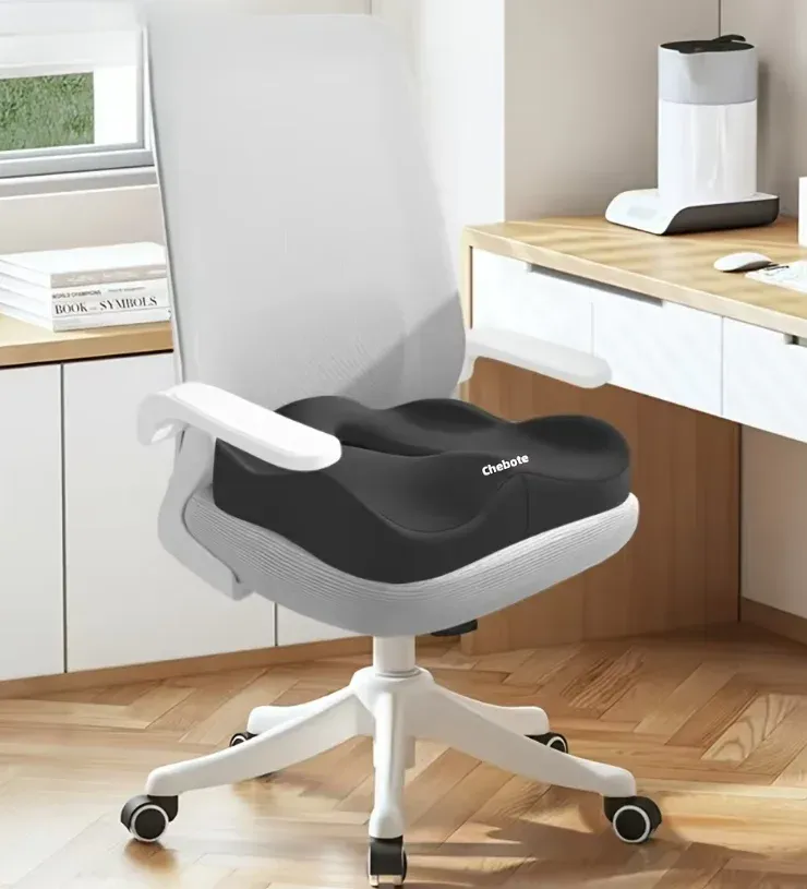 Coussin d'assise en mousse à mémoire de forme - Support ergonomique 3D | Coussin lombaire en polyester lavable, vert clair, gris et noir 8