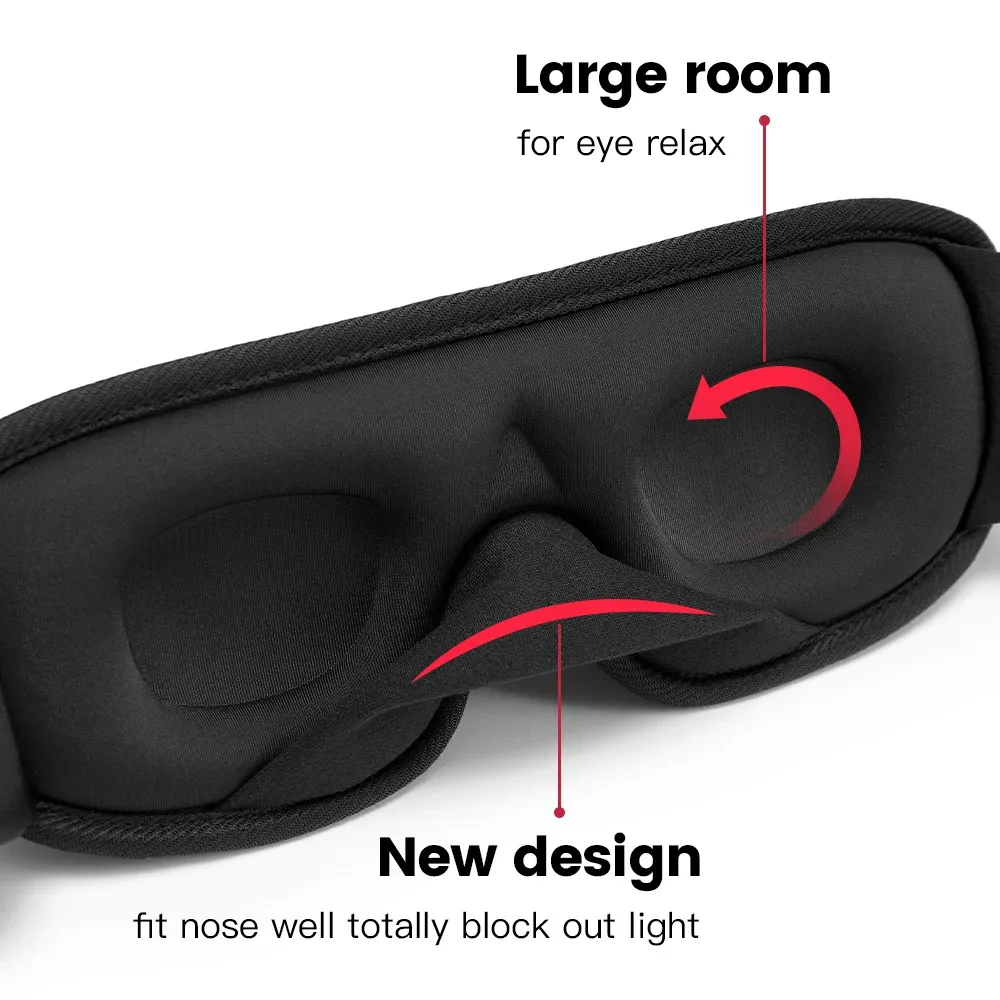 Masque de sommeil 3D occultant, doux et rembourré, bandeau pour les yeux, aide au sommeil 3
