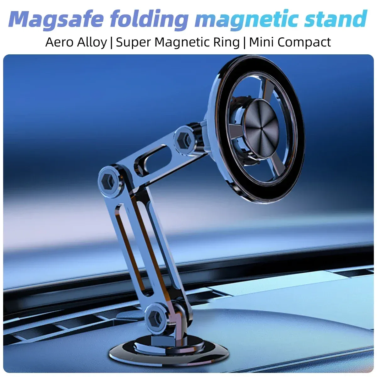 Support magnétique pour téléphone de voiture en métal, rotation 720°, pliable, compatible MagSafe, fixation sur grille d'aération 2