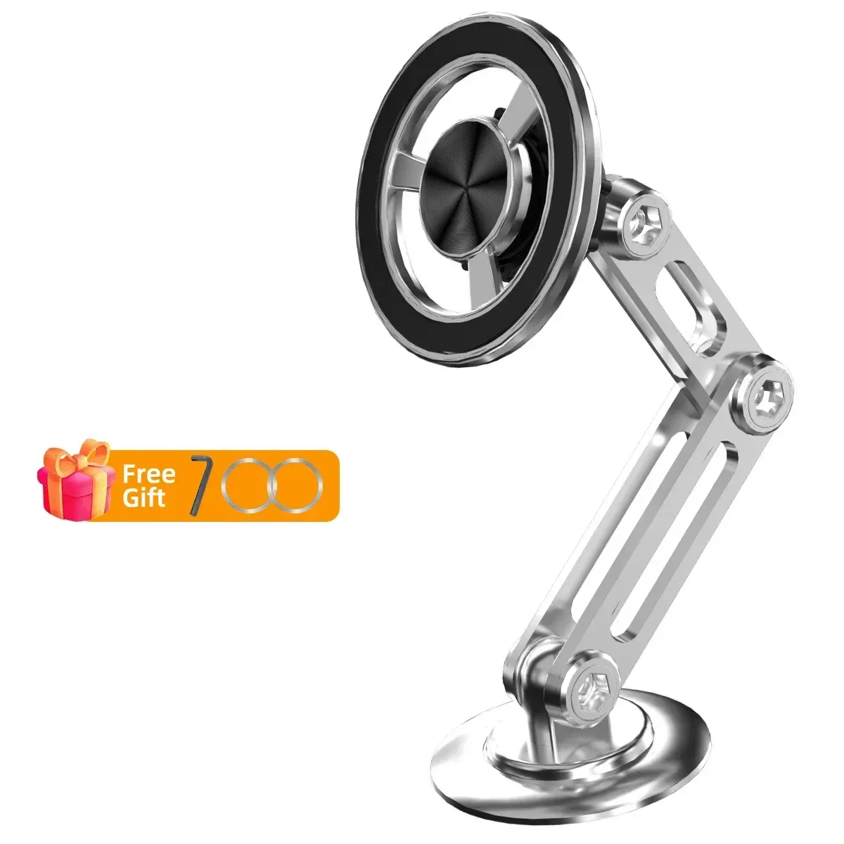Support magnétique pour téléphone de voiture en métal, rotation 720°, pliable, compatible MagSafe, fixation sur grille d'aération 8