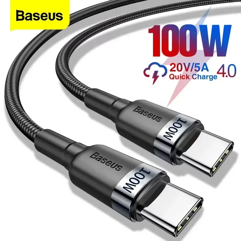 Câble USB-C vers USB-C Baseus 100 W / 5 A, charge rapide PD pour iPhone 17, iPhone 16, MacBook, Samsung et Xiaomi - Image 1