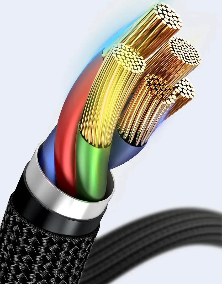 Câble tressé brillant vu de près