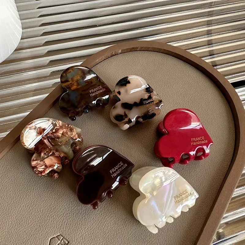 Mini pince à cheveux en acétate de 3,5 cm, pince crabe pour filles, jolies pinces à cheveux en forme de cœur, accessoires pour cheveux pour femmes