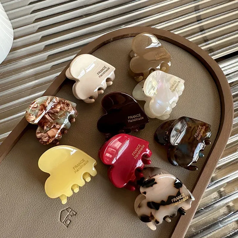Mini pince à cheveux en acétate de 3,5 cm, pince crabe pour filles, jolies pinces à cheveux en forme de cœur, accessoires pour cheveux pour femmes 3