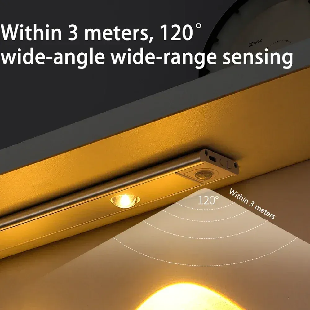 Veilleuse LED sans fil à détecteur de mouvement, ultra-fine, pour éclairage sous armoire, cuisine et chambre 2