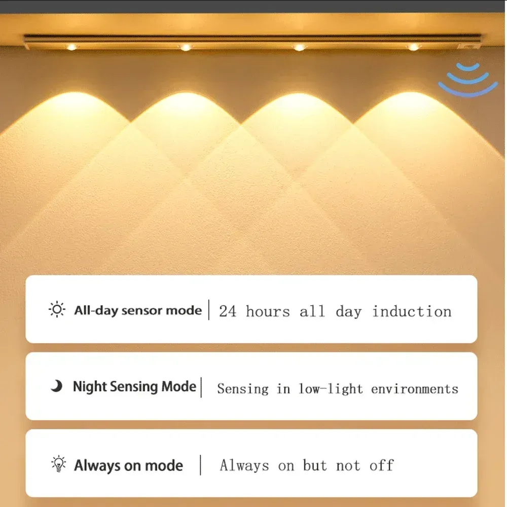 Veilleuse LED sans fil à détecteur de mouvement, ultra-fine, pour éclairage sous armoire, cuisine et chambre 3