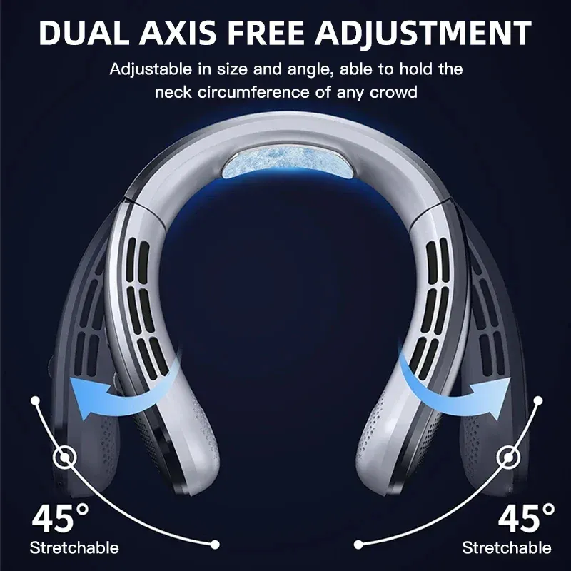 Ventilateur de cou suspendu portable sans lame 8000mAh, rechargeable USB, silencieux, avec affichage LED 3