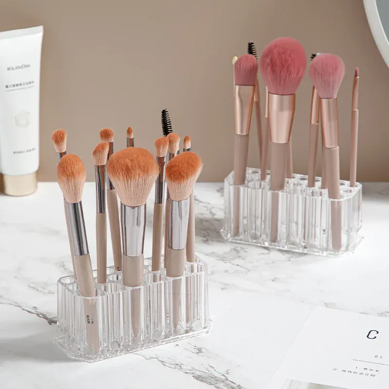 Organisateur de brosses à ongles en acrylique, 26 trous, kit de nail art, support de rangement pour outils de maquillage et cosmétiques 4