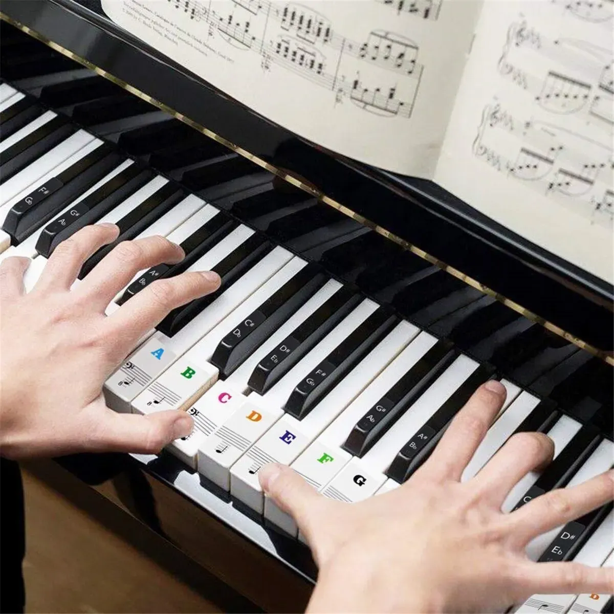 Autocollants pour clavier de piano, étiquettes pour claviers 37, 49, 54, 61 et 88 touches, noir et blanc, musique électronique 4