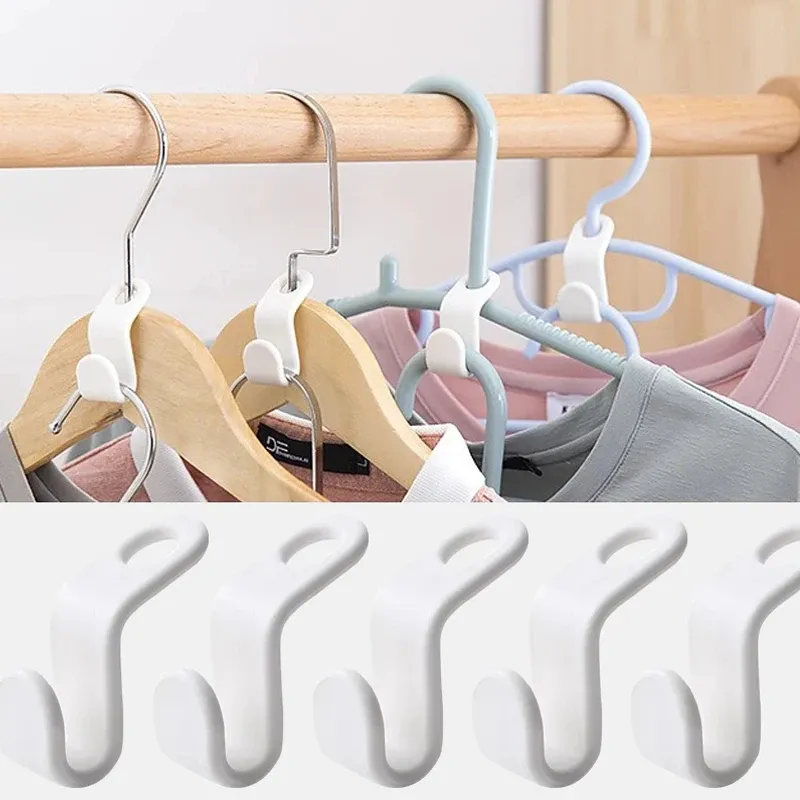 Penderie multifonction gain de place à crochets en plastique, support de cintres empilables pour chambre, organisateur de rangement 3