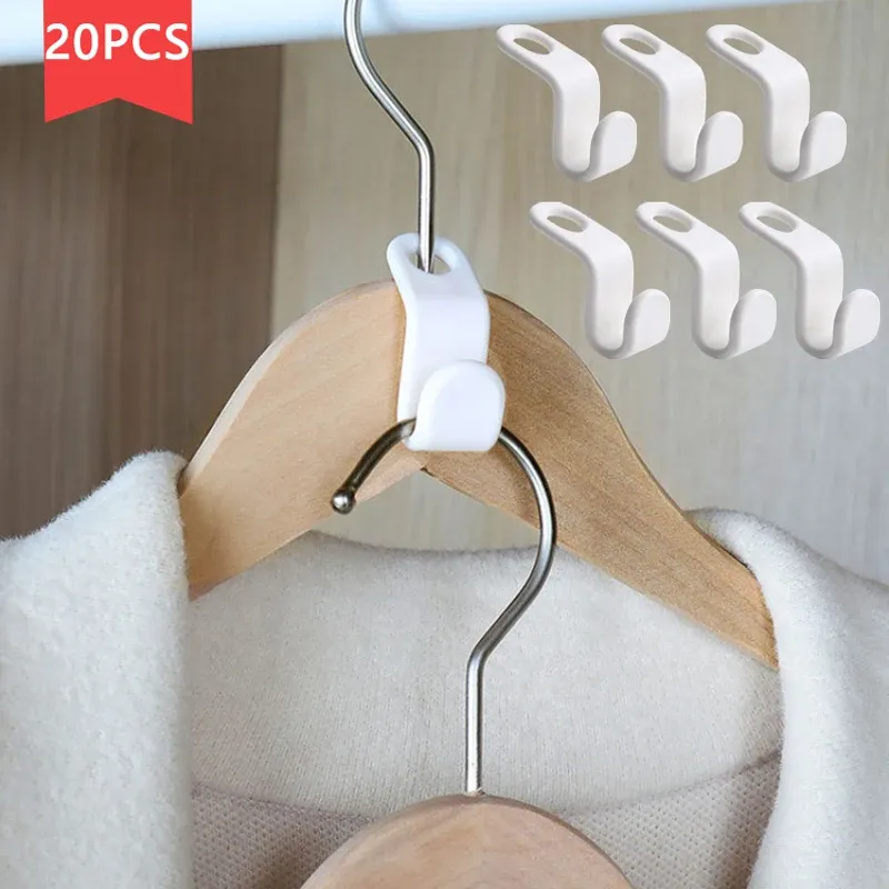Penderie multifonction gain de place à crochets en plastique, support de cintres empilables pour chambre, organisateur de rangement 1