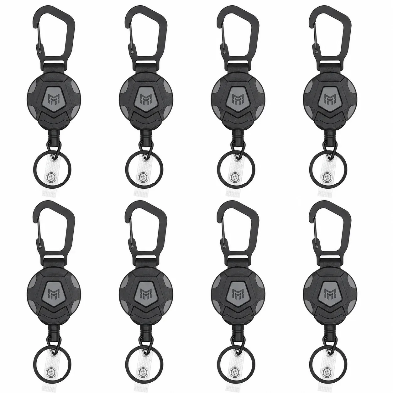 Porte-clés rétractable avec enrouleur de badge, câble en acier de 80 cm et clip ceinture, porte-badge en fibre de carbone 3K – Lot de 2 8