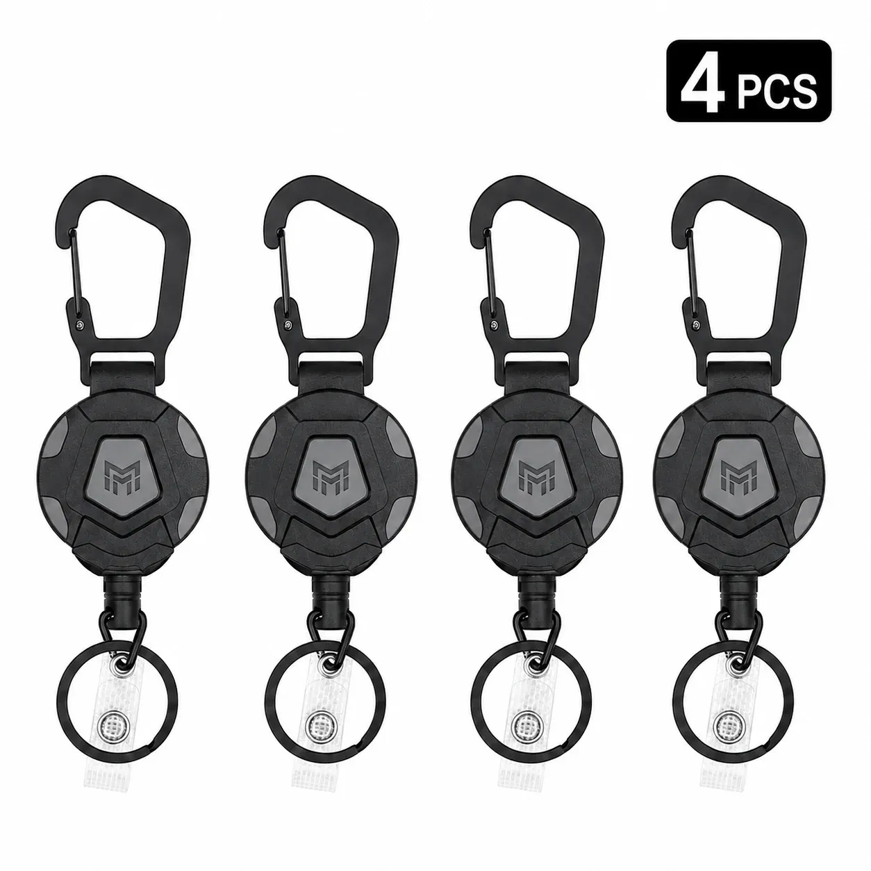 Porte-clés rétractable avec enrouleur de badge, câble en acier de 80 cm et clip ceinture, porte-badge en fibre de carbone 3K – Lot de 2 7