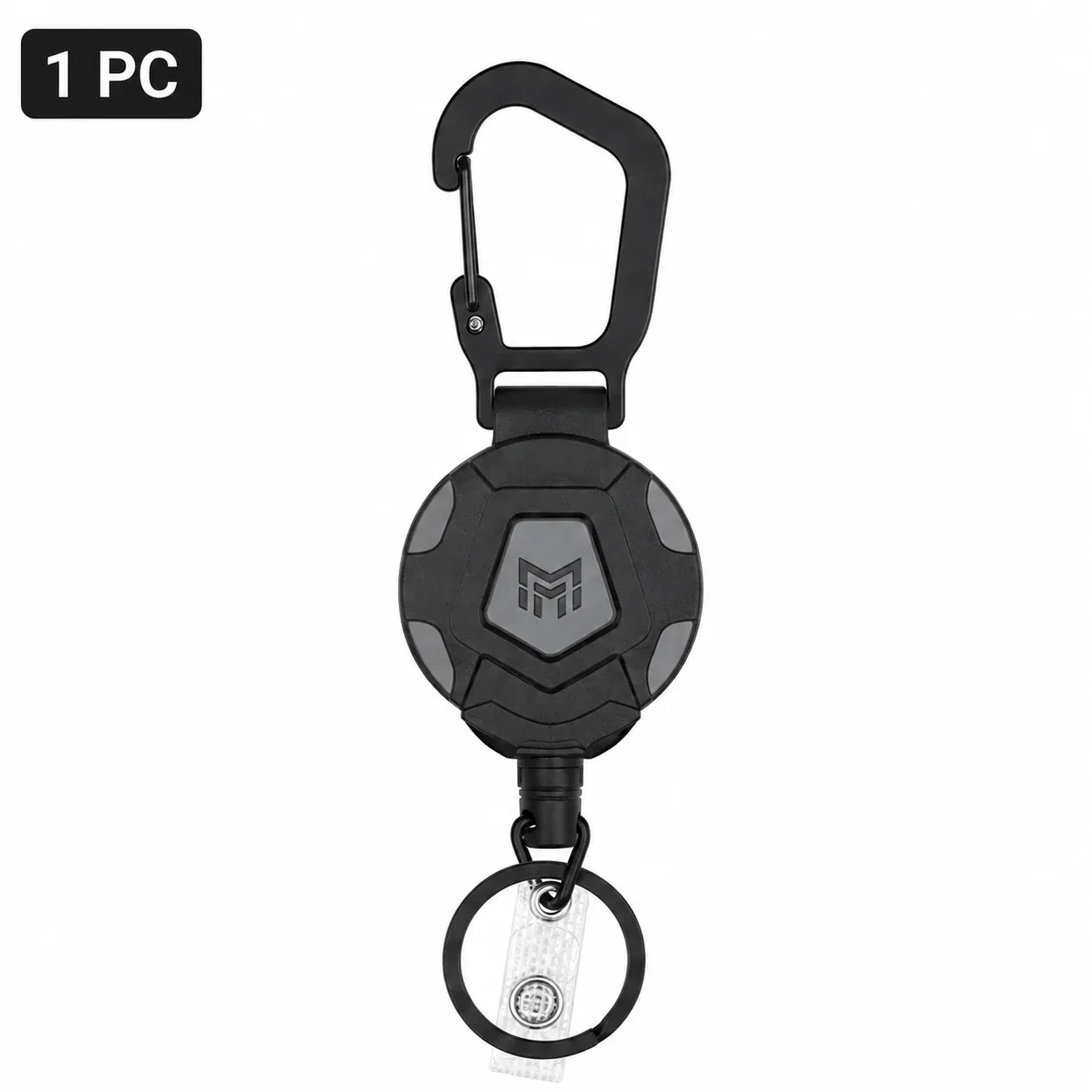 Porte-clés rétractable avec enrouleur de badge, câble en acier de 80 cm et clip ceinture, porte-badge en fibre de carbone 3K – Lot de 2 9