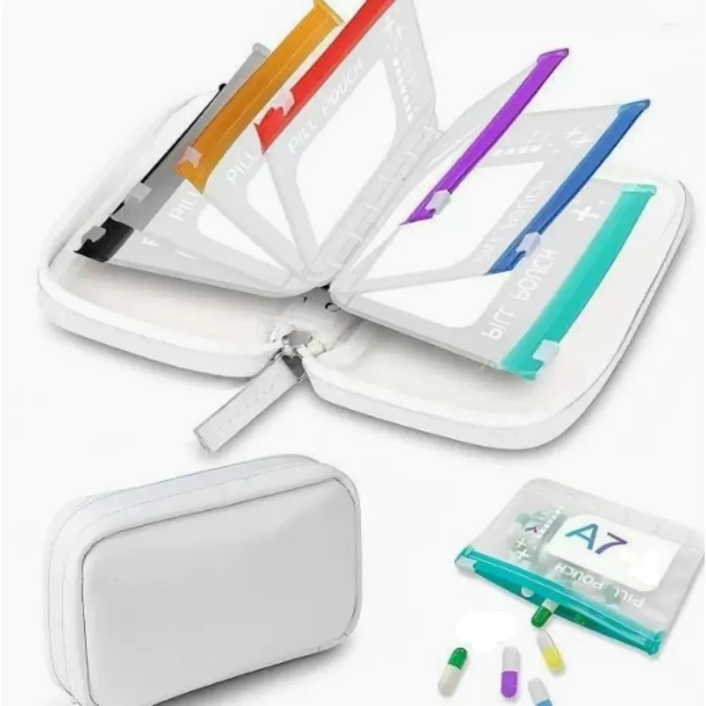 Ensemble de pochettes à pilules portables et étanches, 14 sachets pour pilules, organisateur de médicaments pour les voyages, étui souple pour médicaments 10