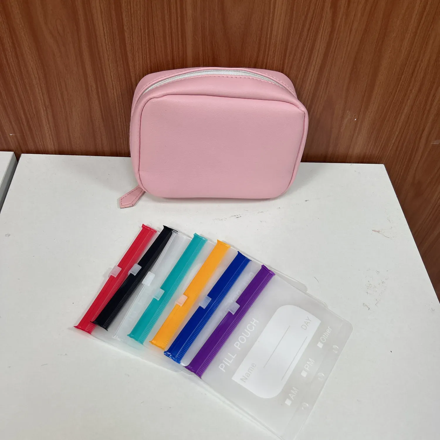 Ensemble de pochettes à pilules portables et étanches, 14 sachets pour pilules, organisateur de médicaments pour les voyages, étui souple pour médicaments 7