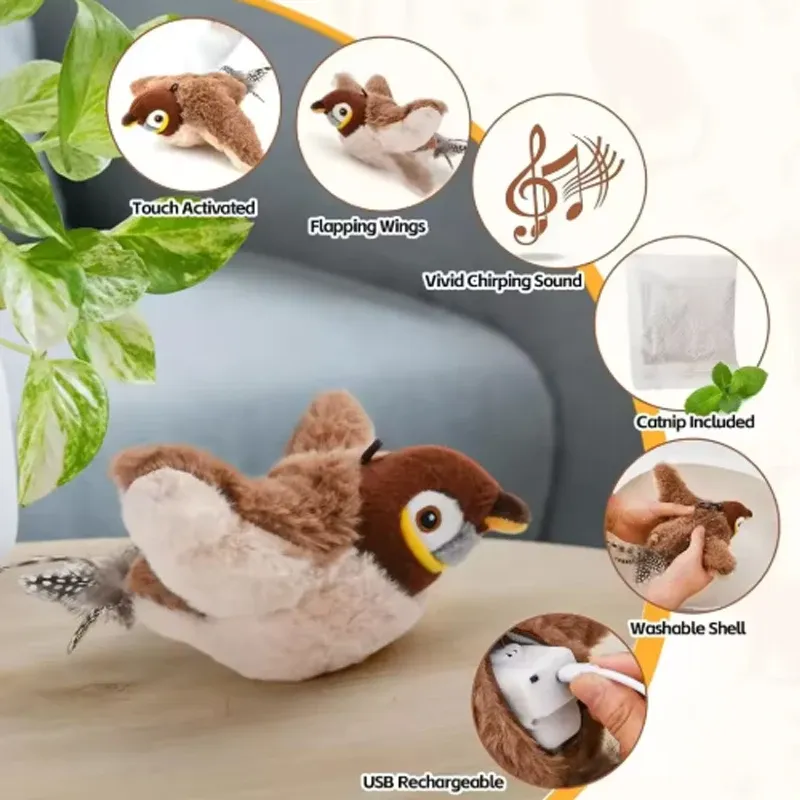Jouet interactif oiseau, vue rapprochée