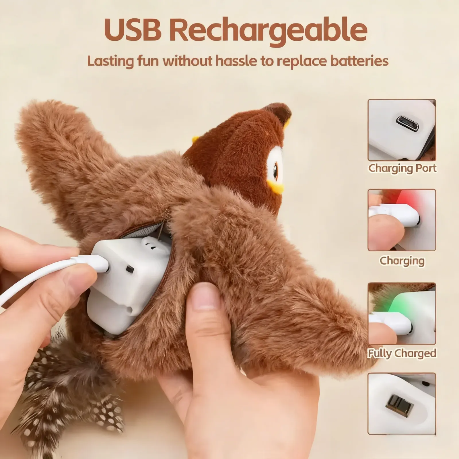 Jouet interactif oiseau, présentation produit