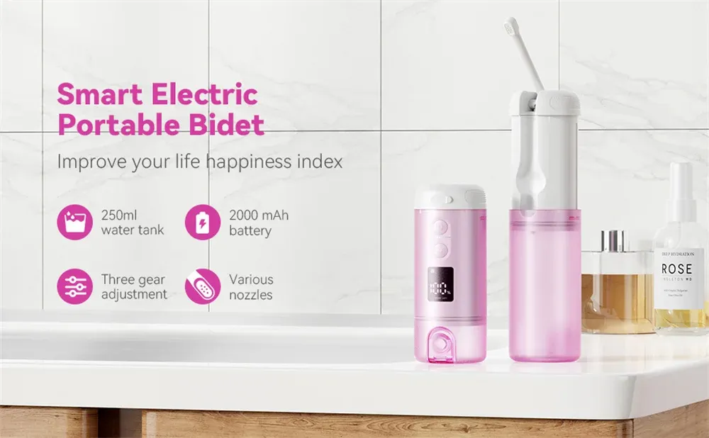Bidet de voyage électrique portable blanc et violet