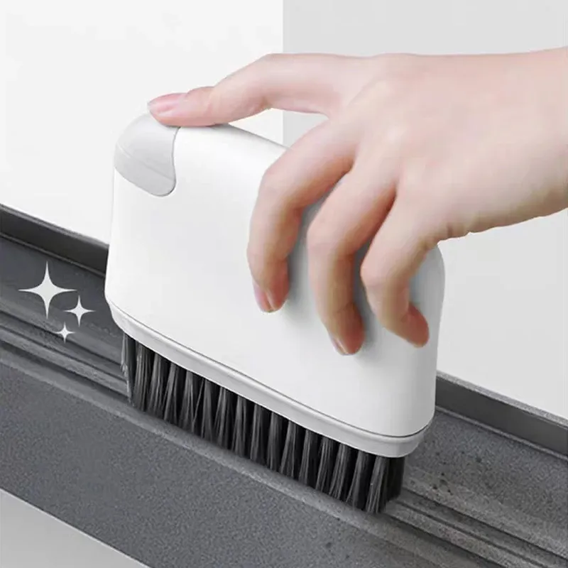 Brosse de nettoyage 2 en 1 pour rail de fenêtre, rainure de porte et poignée, brosse multifonction à fente coulissante, accessoire ménager 2