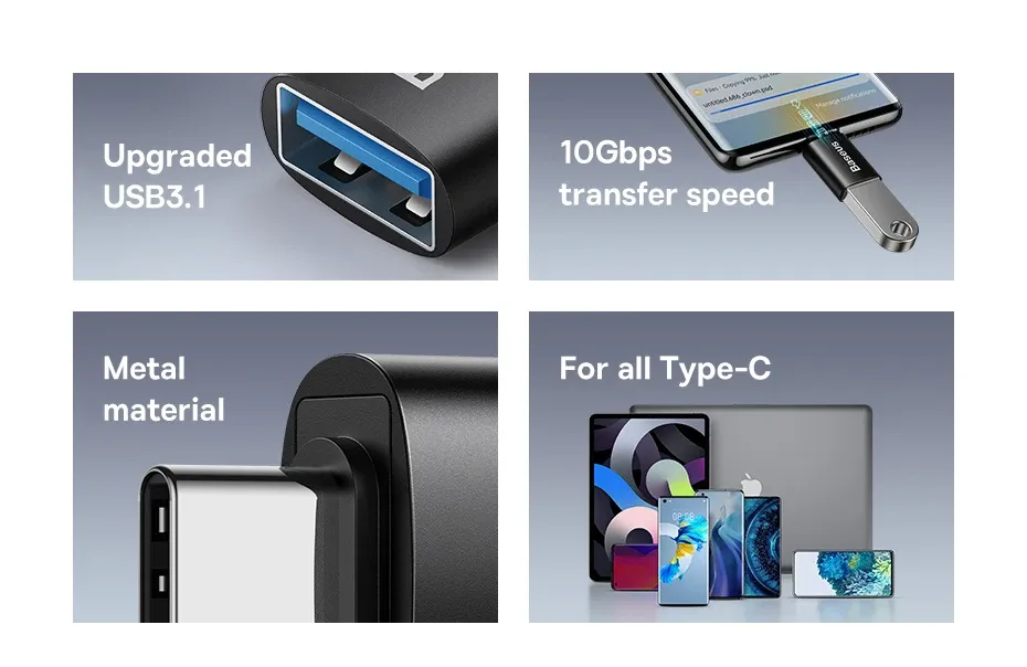 Adaptateur USB-C vers USB-A, détail du design