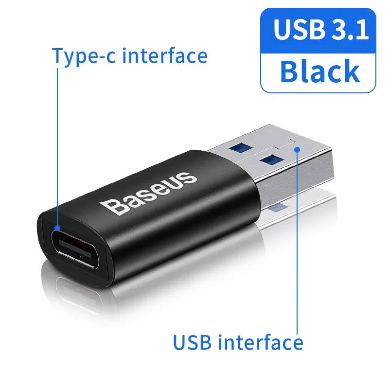 Adaptateur OTG USB 3.1 Type-C vers USB-A Baseus, mâle USB-C vers femelle USB-A, convertisseur compatible MacBook, Samsung et Xiaomi, transfert de données jusqu'à 10 Gbps 9
