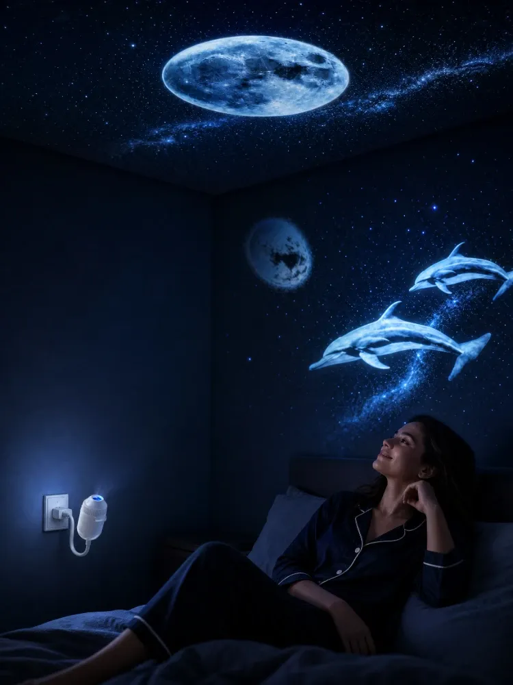 Projecteur de galaxie Galaxy Star en ambiance chambre