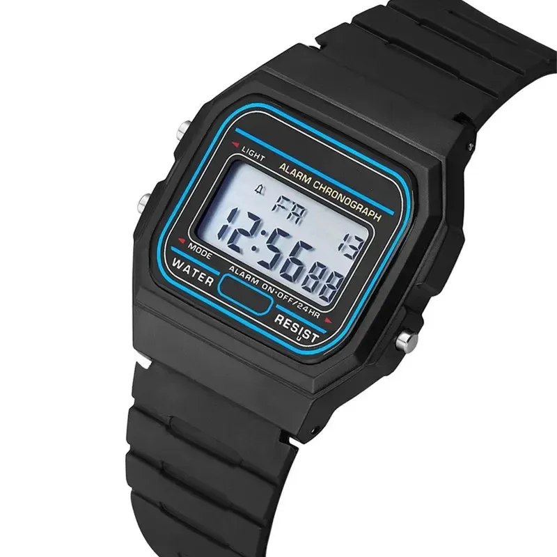 Montre digitale LED de sport pour homme, cadran carré, bracelet en silicone - Image 1