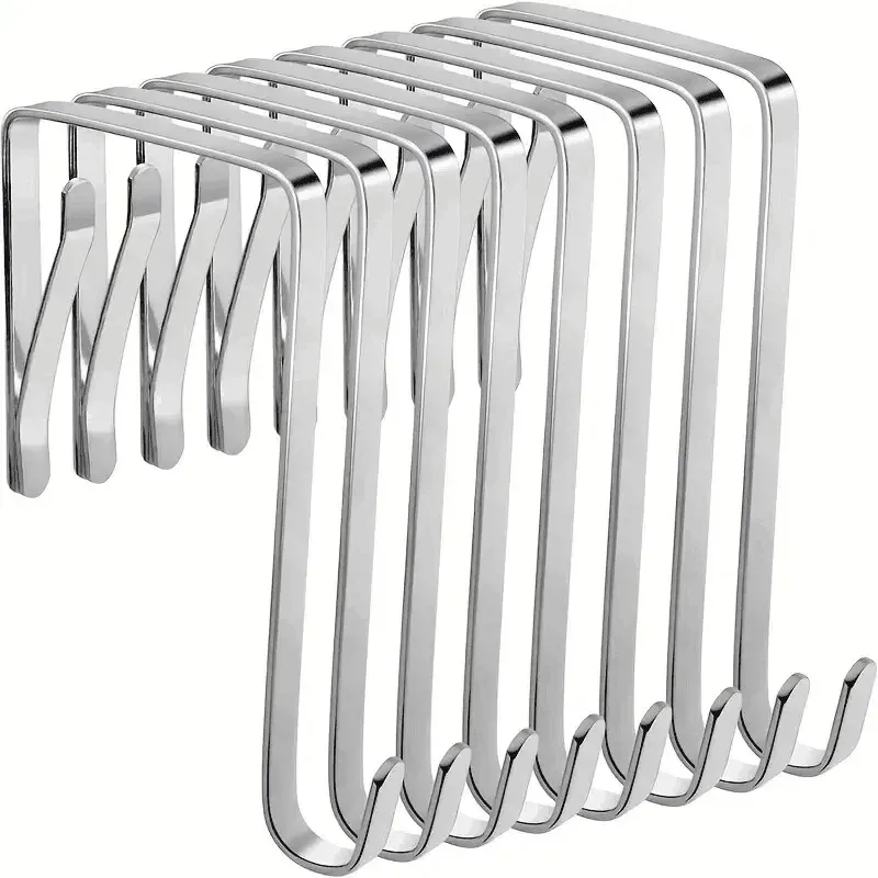 Lot de 8 crochets de porte polyvalents, organisateur suspendu pour salle de bain et cuisine - Image 1