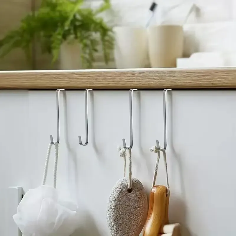 Lot de 8 crochets de porte polyvalents, organisateur suspendu pour salle de bain et cuisine 4