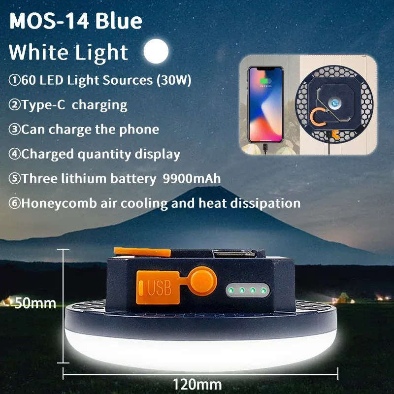 Lanterne de camping rechargeable MOSLIGHTING 9900 mAh avec aimant, lampe de poche portable et lampe de tente LED de travail à lumière puissante 12