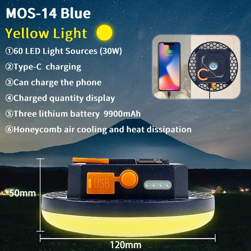 Lanterne de camping rechargeable MOSLIGHTING 9900 mAh avec aimant, lampe de poche portable et lampe de tente LED de travail à lumière puissante 14