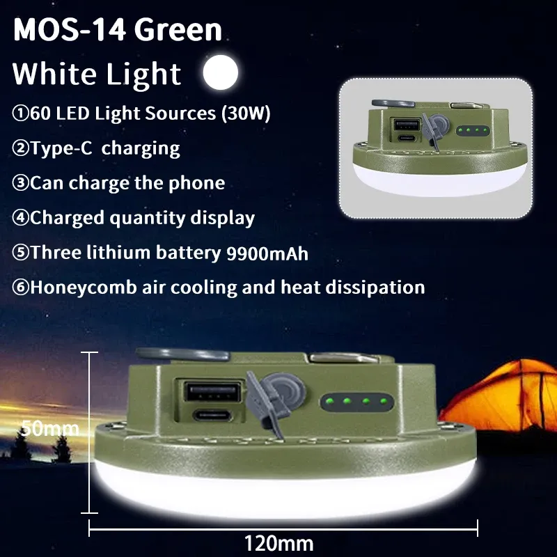 Lanterne de camping rechargeable MOSLIGHTING 9900 mAh avec aimant, lampe de poche portable et lampe de tente LED de travail à lumière puissante 13