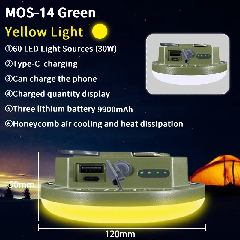 Lanterne de camping rechargeable MOSLIGHTING 9900 mAh avec aimant, lampe de poche portable et lampe de tente LED de travail à lumière puissante 9