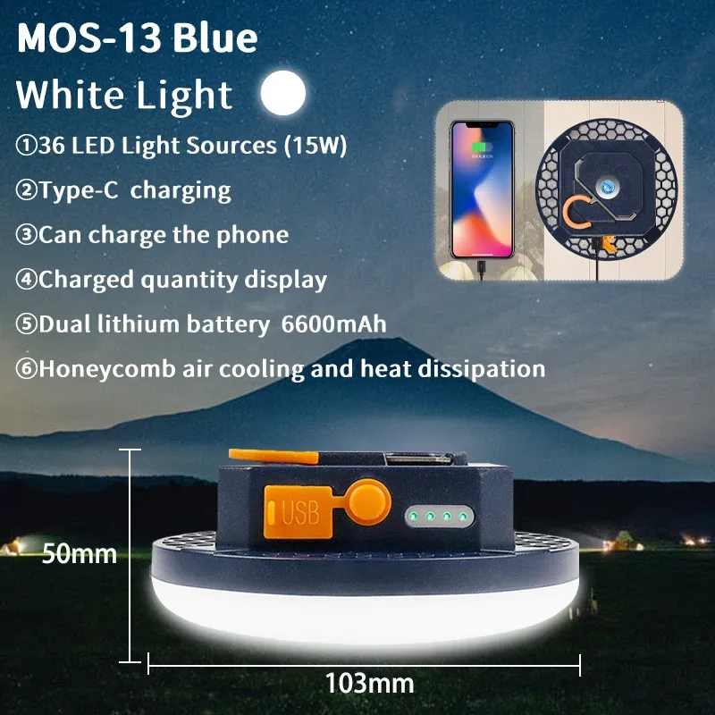 Lanterne de camping rechargeable MOSLIGHTING 9900 mAh avec aimant, lampe de poche portable et lampe de tente LED de travail à lumière puissante 8
