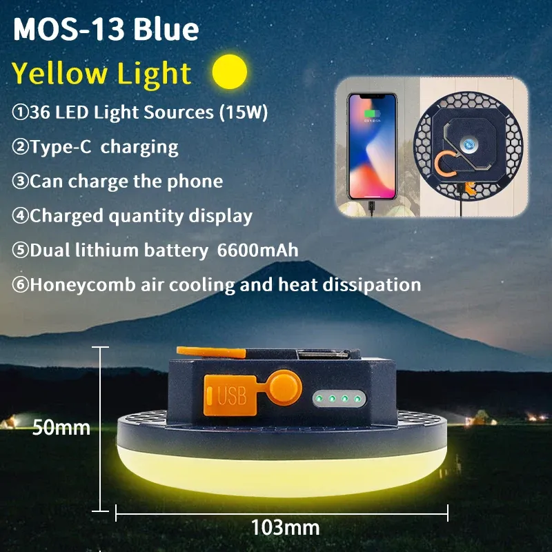 Lanterne de camping rechargeable MOSLIGHTING 9900 mAh avec aimant, lampe de poche portable et lampe de tente LED de travail à lumière puissante 11