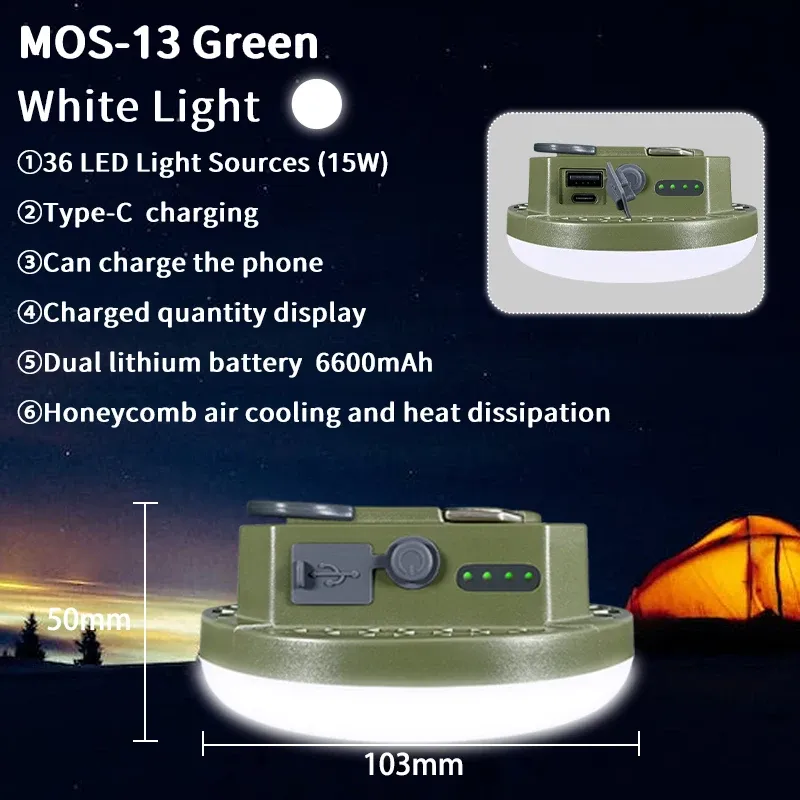 Lanterne de camping rechargeable MOSLIGHTING 9900 mAh avec aimant, lampe de poche portable et lampe de tente LED de travail à lumière puissante 10