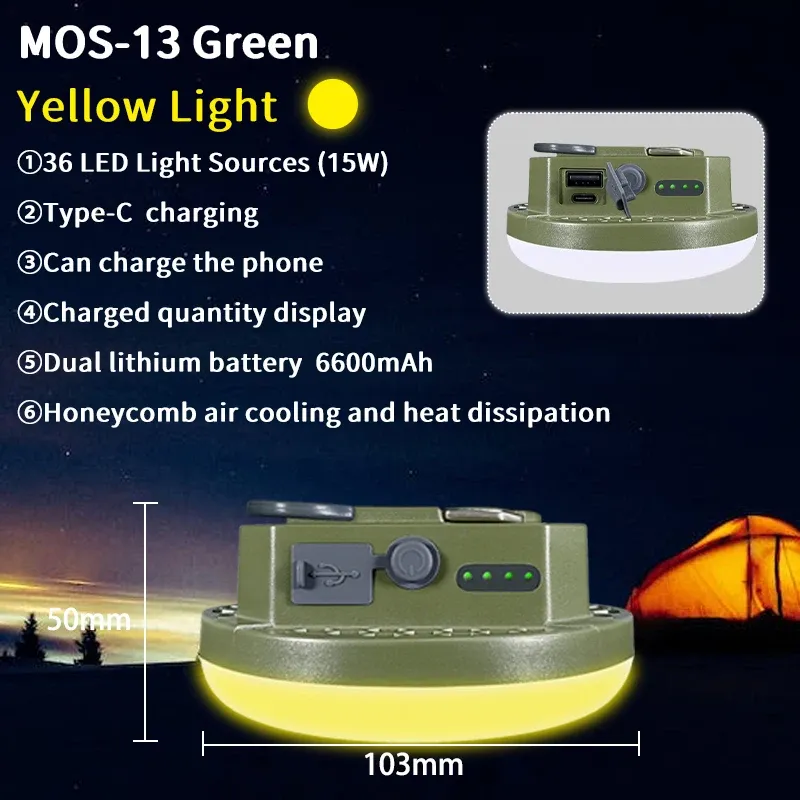 Lanterne de camping rechargeable MOSLIGHTING 9900 mAh avec aimant, lampe de poche portable et lampe de tente LED de travail à lumière puissante 7