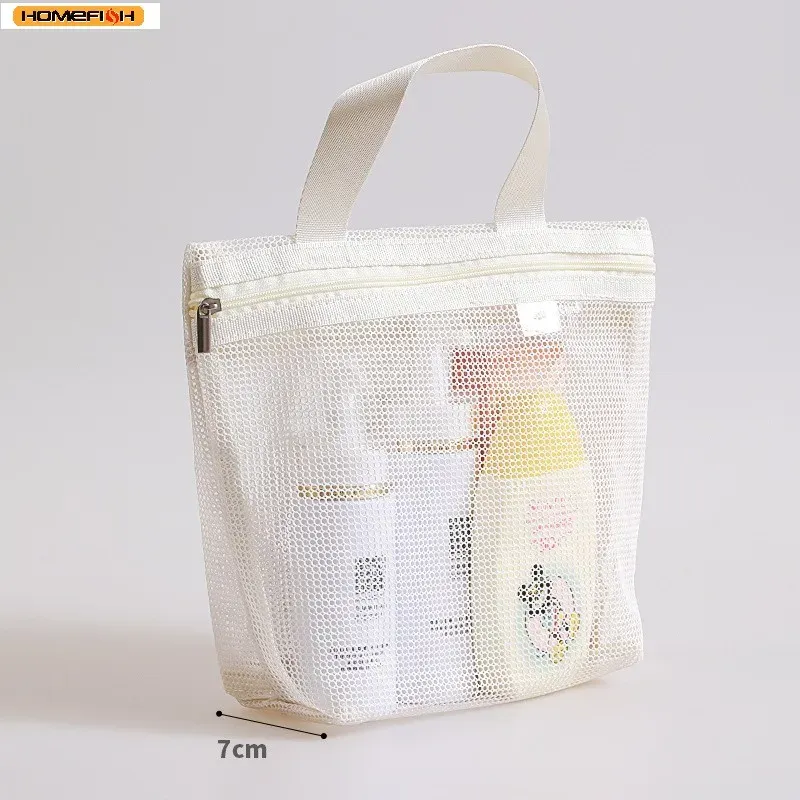 Sacs de rangement en maille HOMEFISH pour maquillage et articles de toilette, sacs de voyage portables, organisateur suspendu pour douche et salle de bain - Image 1