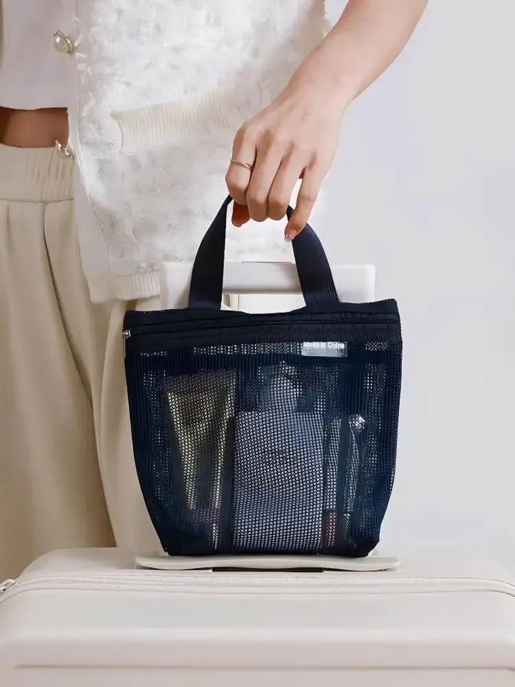 Sacs de rangement en maille HOMEFISH pour maquillage et articles de toilette, sacs de voyage portables, organisateur suspendu pour douche et salle de bain 6
