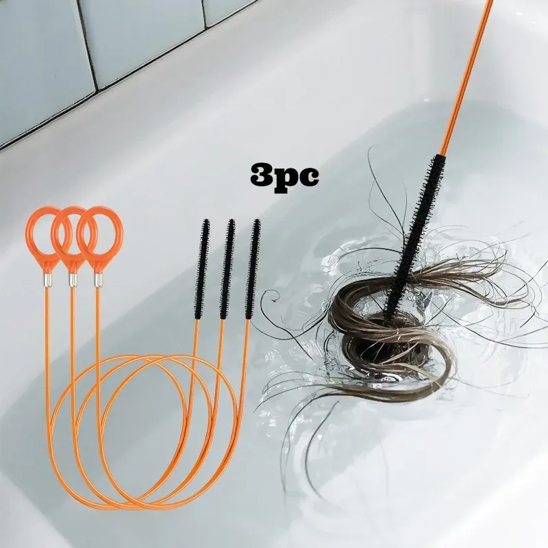 Outil de débouchage pour drain, lot de 1, 3 ou 5 pièces : élimine cheveux et débris pour éviers, salles de bain, cuisines, baignoires et douches 7