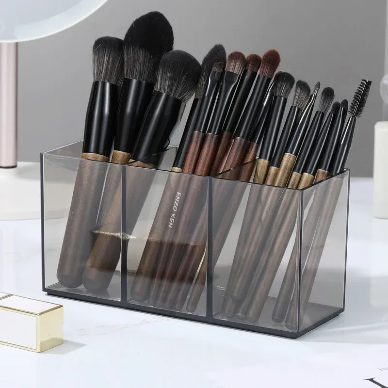 Support pour pinceaux de maquillage en acrylique transparent